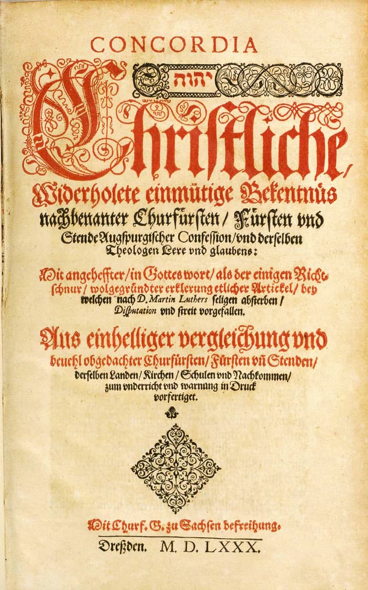 Portada del Libro de la Concordia, Dresde, 1580