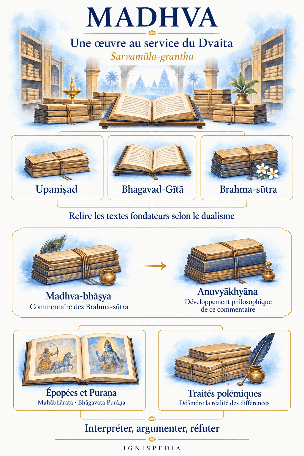 Madhva's commentaries and treatises, with the relation between the Madhva-bhāṣya and the Anuvyākhyāna