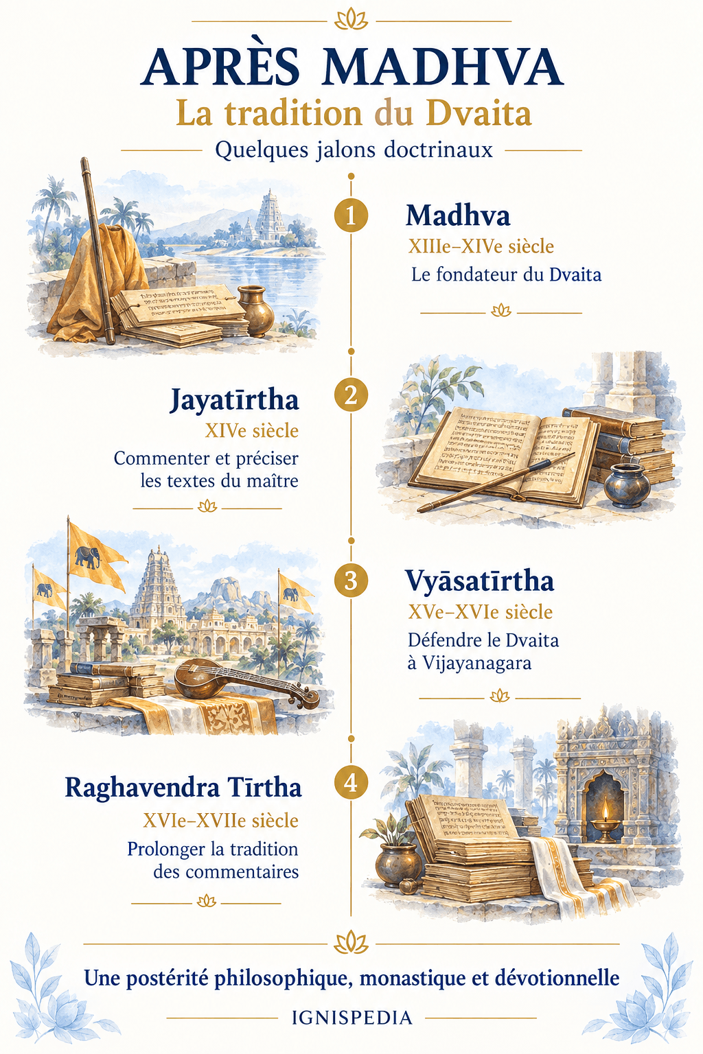 Milestones of Madhva's posterity: Jayatīrtha, Vyāsatīrtha and Raghavendra Tīrtha