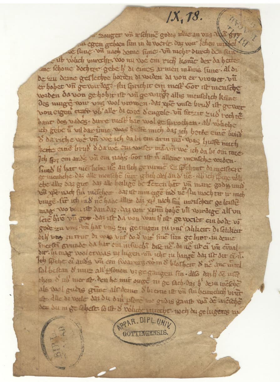 Manuscript fragment of a text attributed to Meister Eckhart
