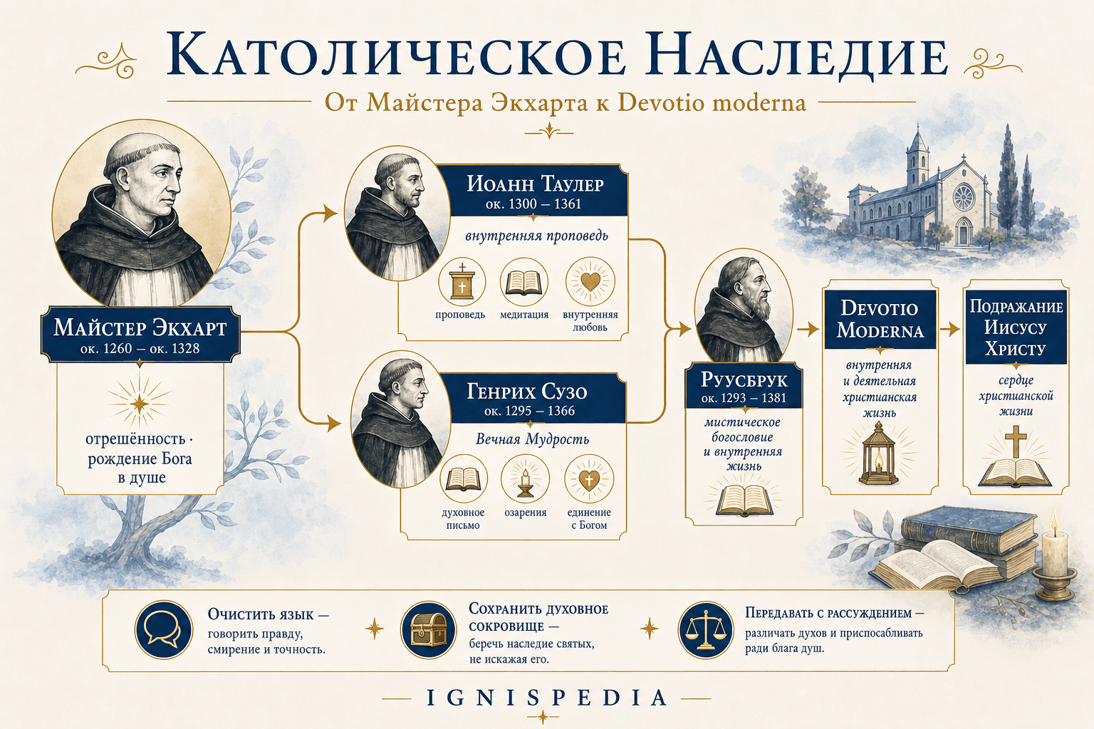 Духовное древо передачи от Майстера Экхарта к Жану Таулеру, Генри Сузо, Руусбруку и Devotio moderna