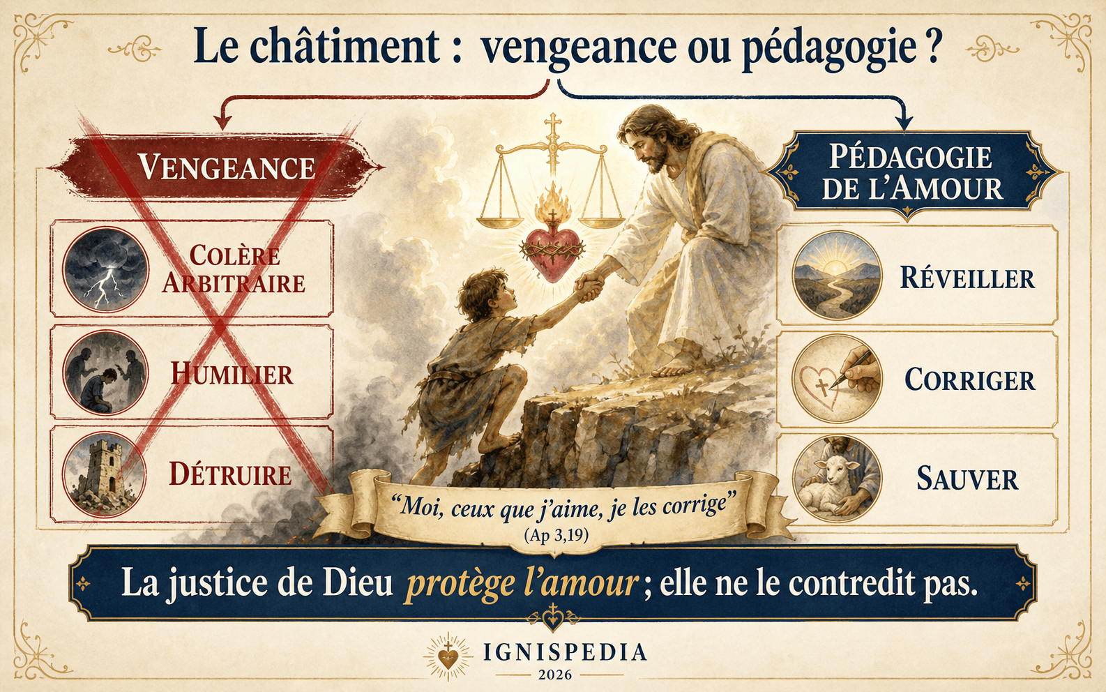 Infographie : le châtiment comme pédagogie de l'amour et non vengeance