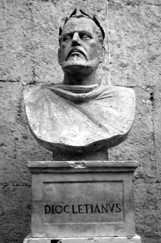 Busto di Diocleziano esposto nel suo palazzo a Spalato