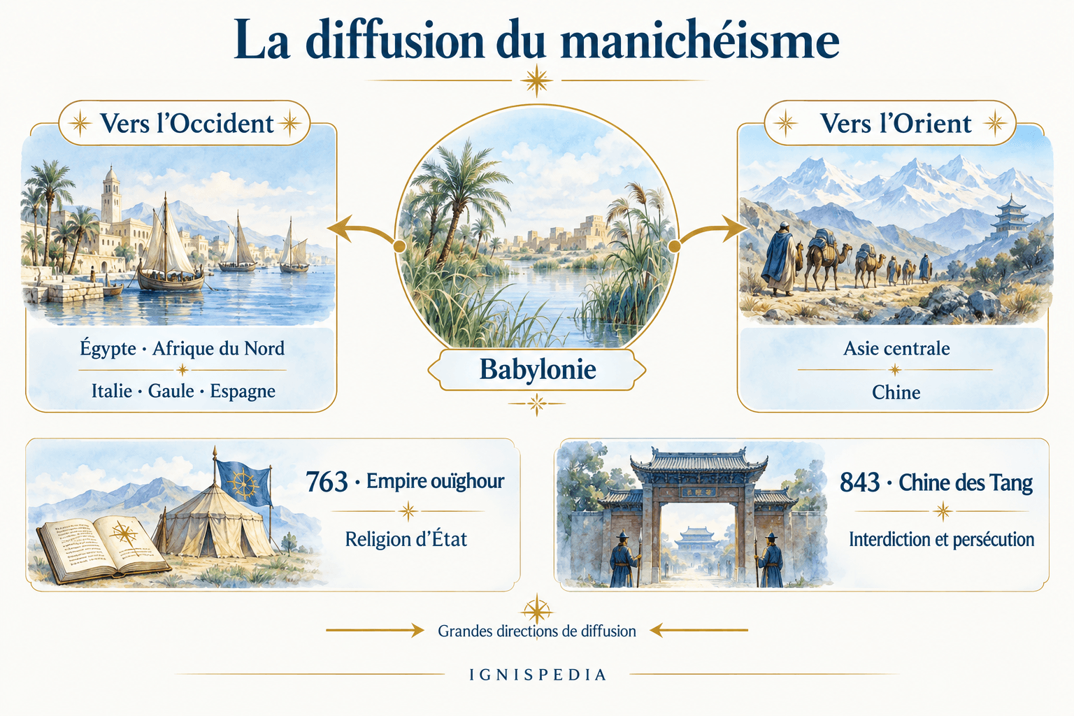 Grandi direttrici di diffusione del manicheismo verso il Mediterraneo e la Cina