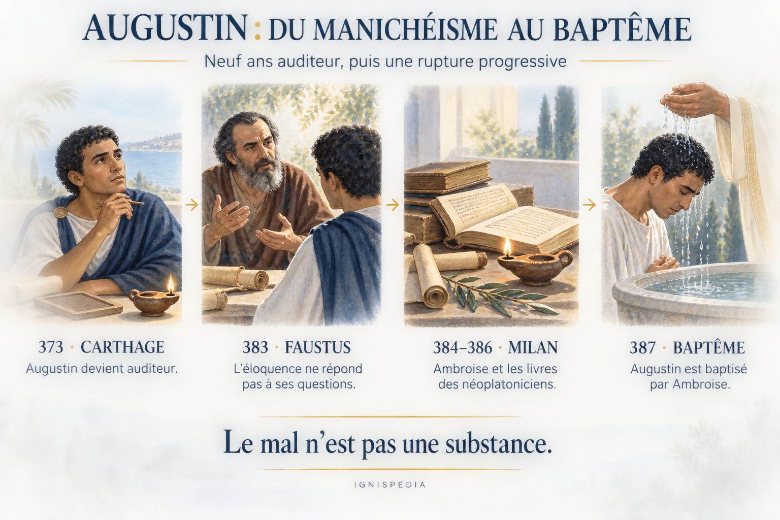 Augustine's journey, a Hearer at Carthage then baptised at Milan