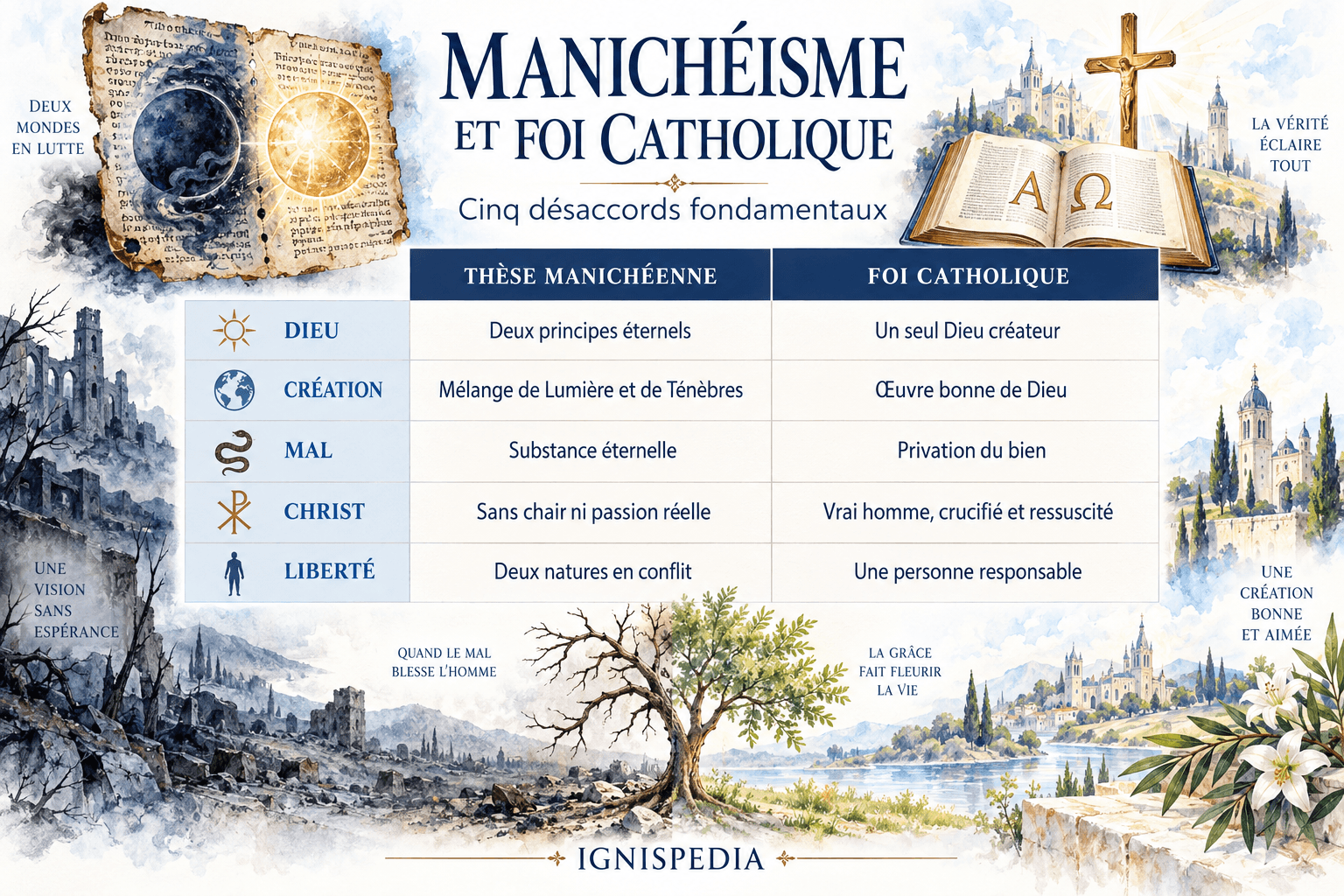 Five differences between the Manichaean thesis and the Catholic faith