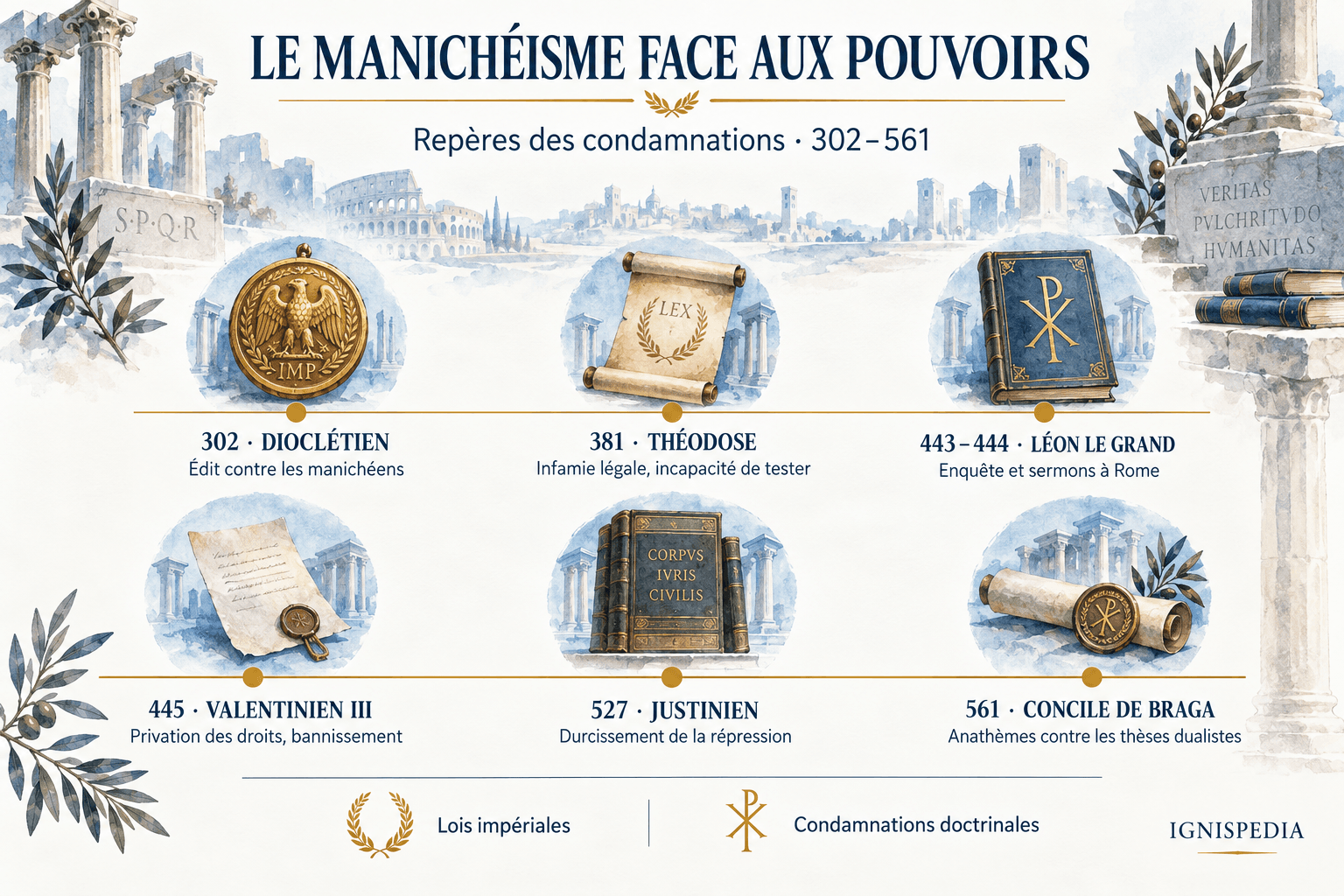 Chronology of imperial measures and doctrinal condemnations from 302 to 561