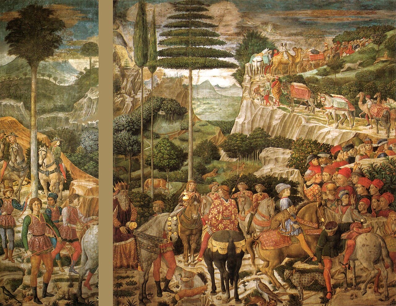 Benozzo Gozzoli, Corteo dei Magi, dettaglio della cappella dei Magi a Palazzo Medici-Riccardi