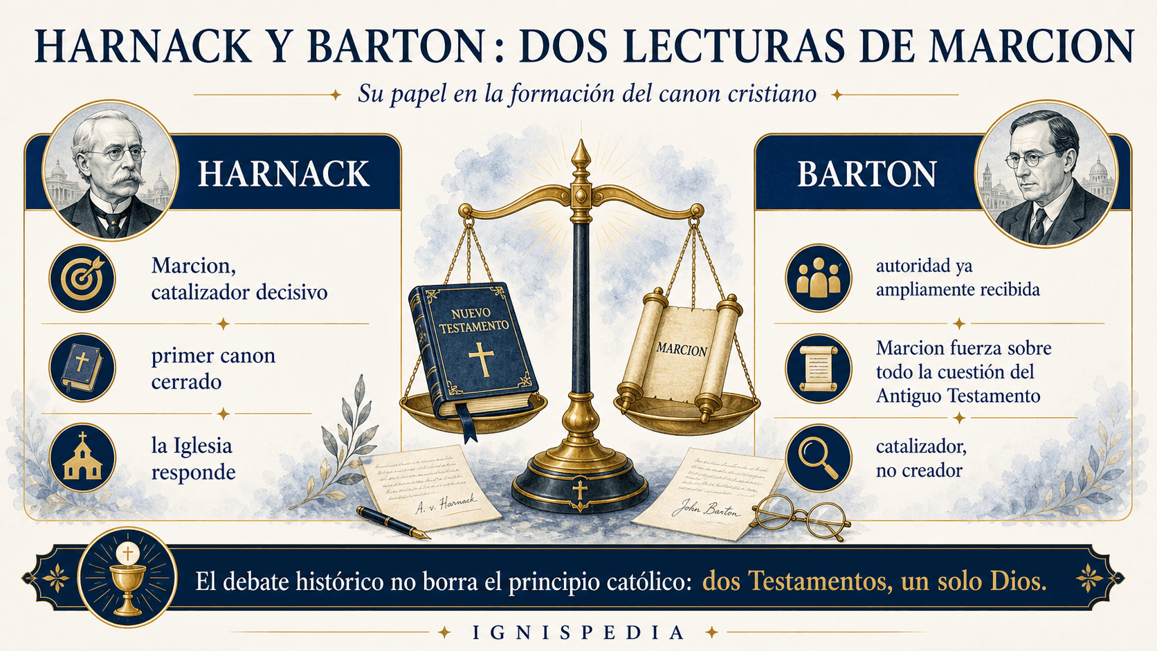 Infografía: Harnack y Barton proponen dos lecturas históricas del papel de Marción en la formación del canon