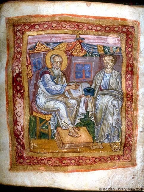 Święty Jan Apostoł i Marcjon z Synopy w bizantyńskim rękopisie z XI wieku