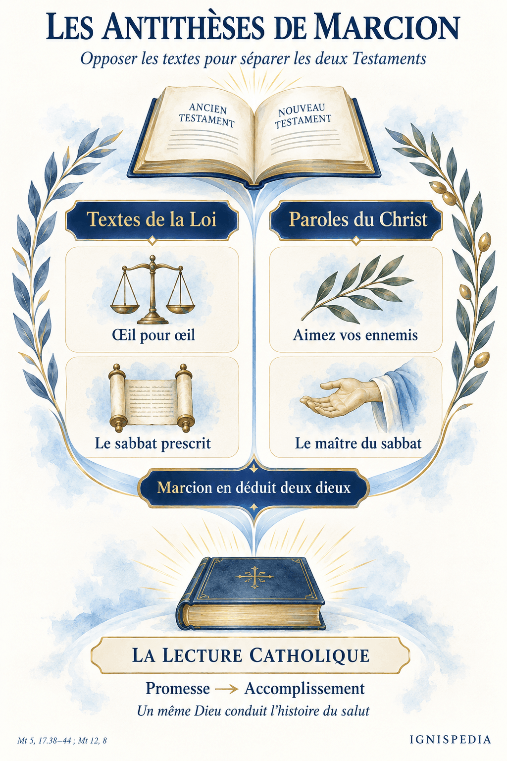 Les Antithèses opposent Loi et paroles du Christ ; la foi catholique lit leur accomplissement