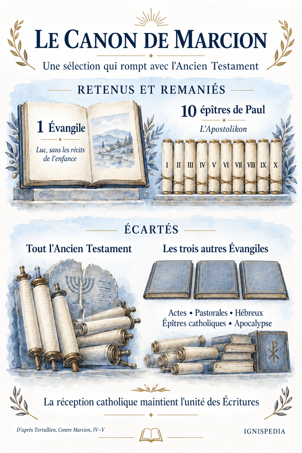Livres retenus et remaniés par Marcion et livres écartés de son canon