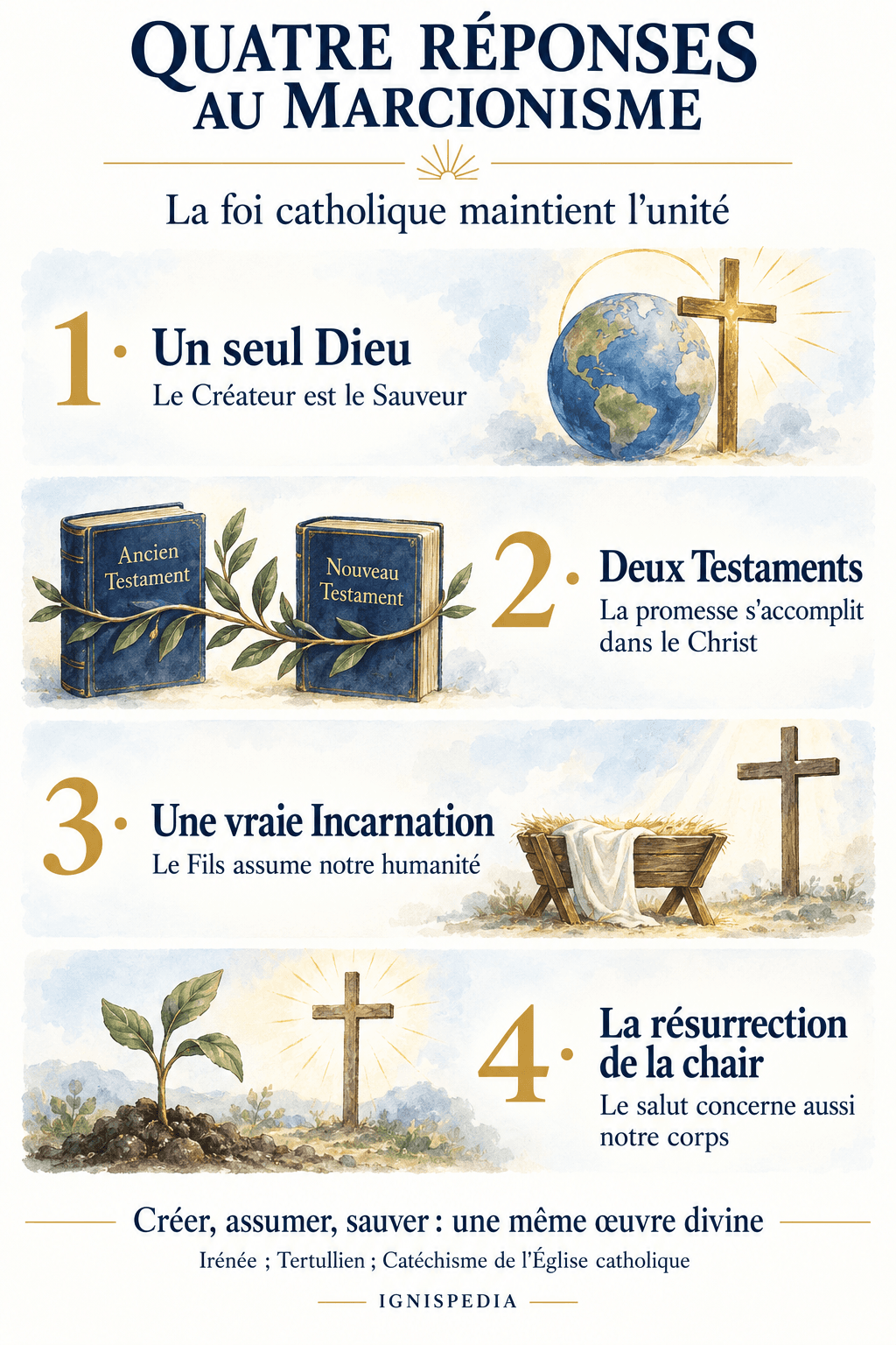 Quatre réponses catholiques : Dieu unique, unité des Testaments, Incarnation et résurrection