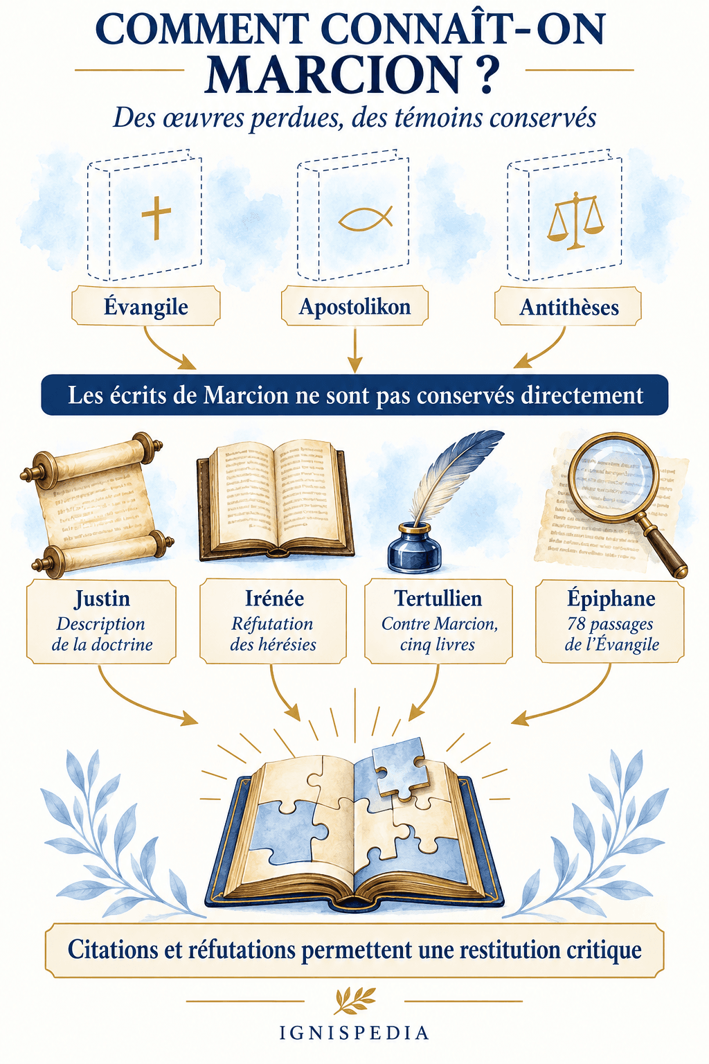 Transmission indirecte des œuvres de Marcion par Justin, Irénée, Tertullien et Épiphane