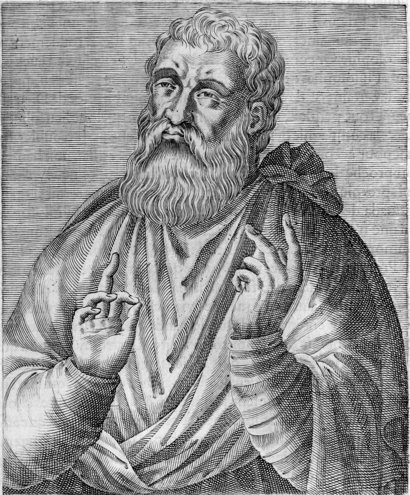 Retrato imaginario de san Justino Mártir, grabado del siglo XVI