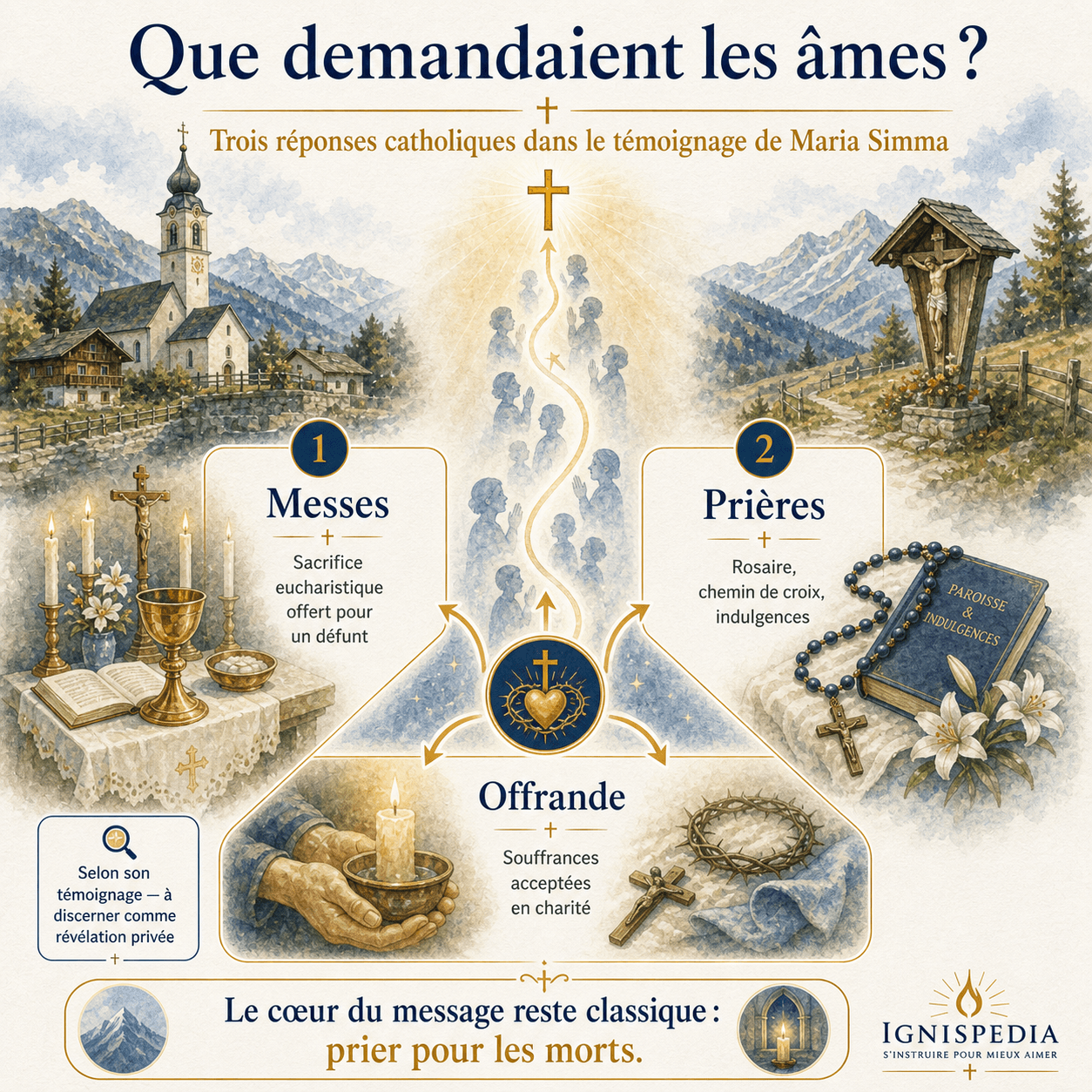 Infographie des demandes des âmes selon le témoignage de Maria Simma