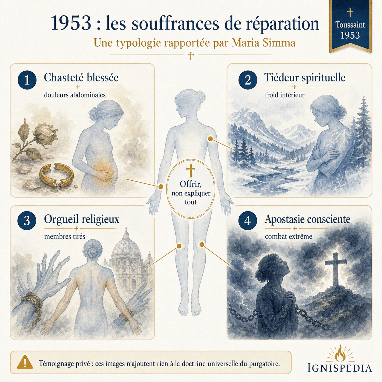 Infographie des souffrances de réparation rapportées par Maria Simma à partir de 1953