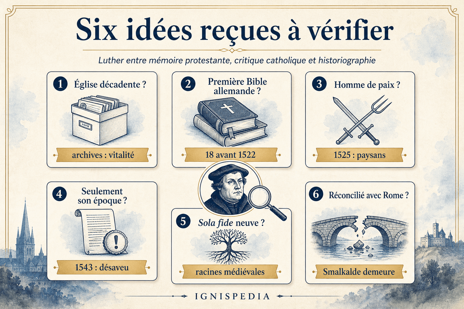 Infographie de fact-checking sur six idées reçues concernant Martin Luther
