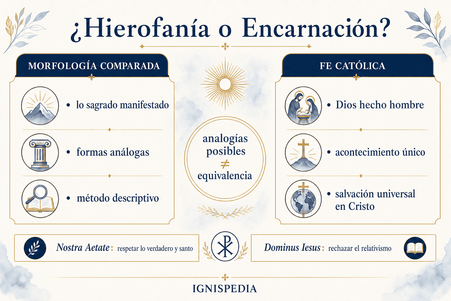 Comparación entre la morfología comparada de las hierofanías y la única Encarnación de Cristo