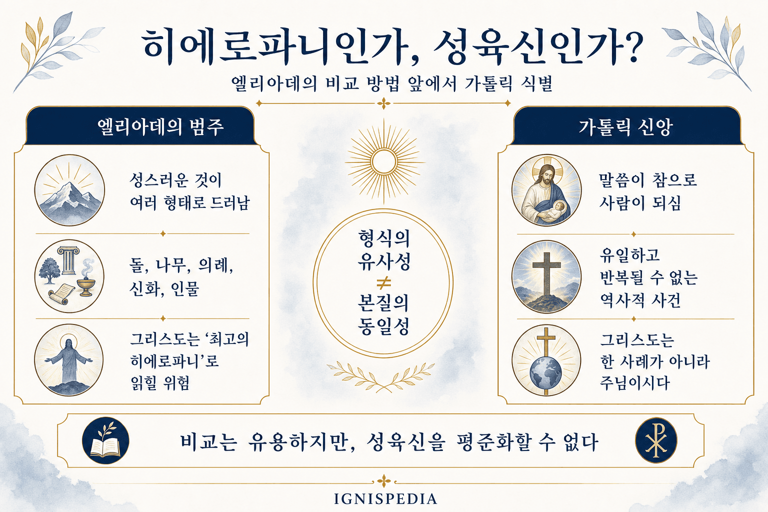 성현현상(히에로파니) 비교형태학과 그리스도의 유일한 성육신 비교