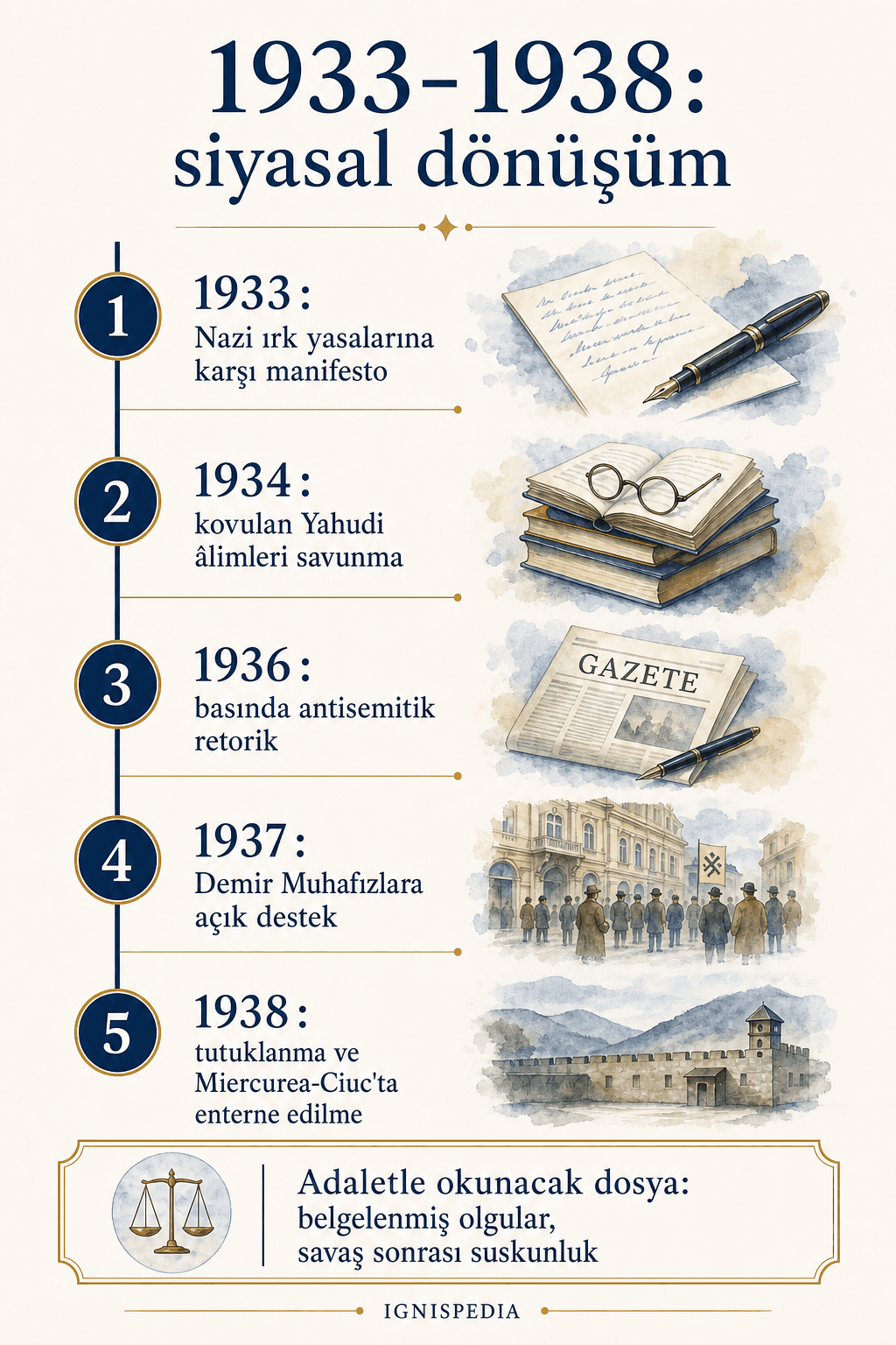 Mircea Eliade'nin 1933 ile 1938 arasındaki siyasal dönüşümünü gösteren friz