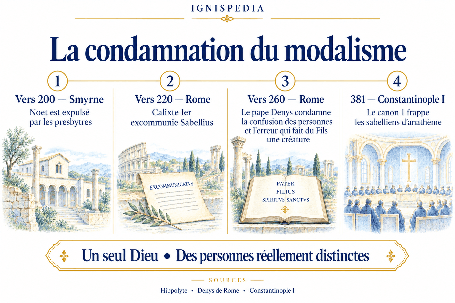 Quatre étapes de la condamnation du modalisme, de Smyrne à Constantinople