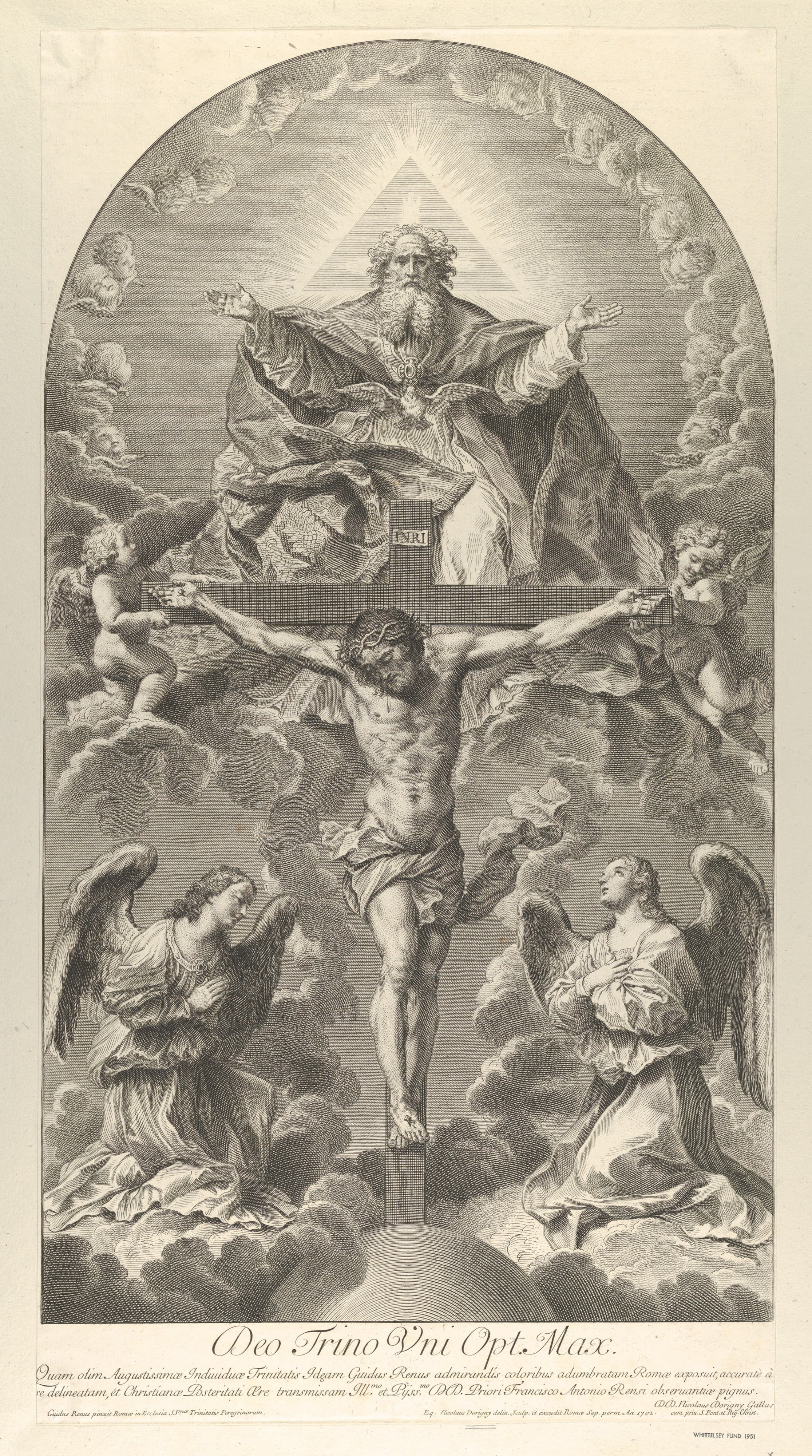 La Sainte Trinité, gravure de Nicolas Dorigny d’après Guido Reni, 1702