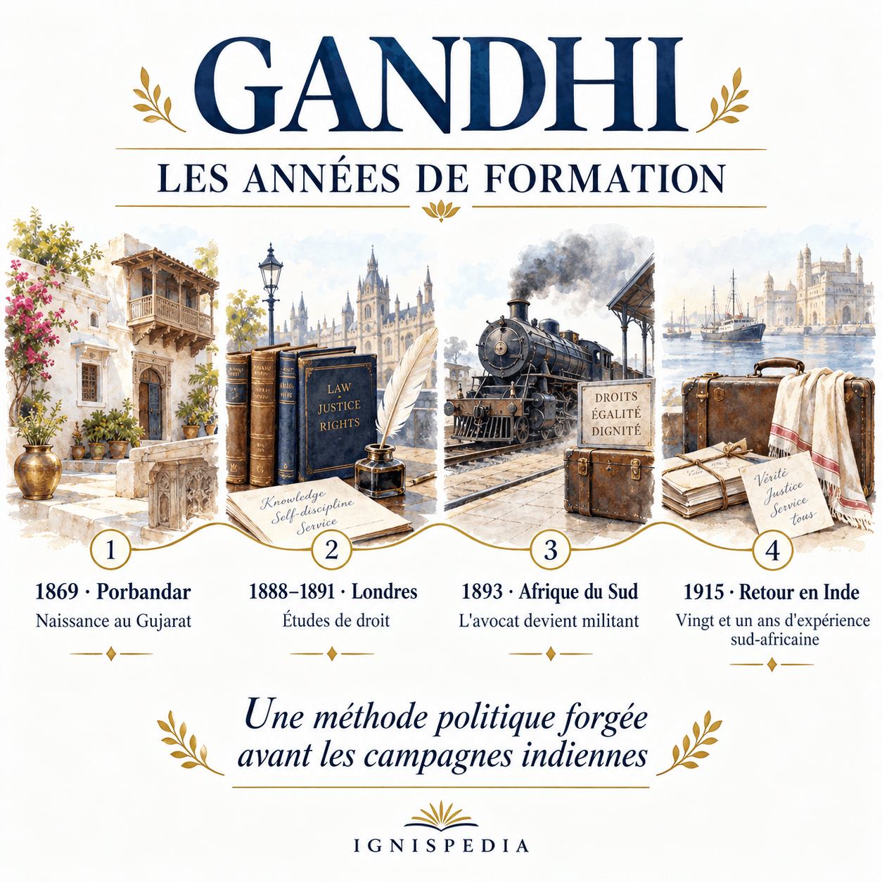 Gli anni di formazione di Gandhi, dal 1869 al ritorno in India nel 1915