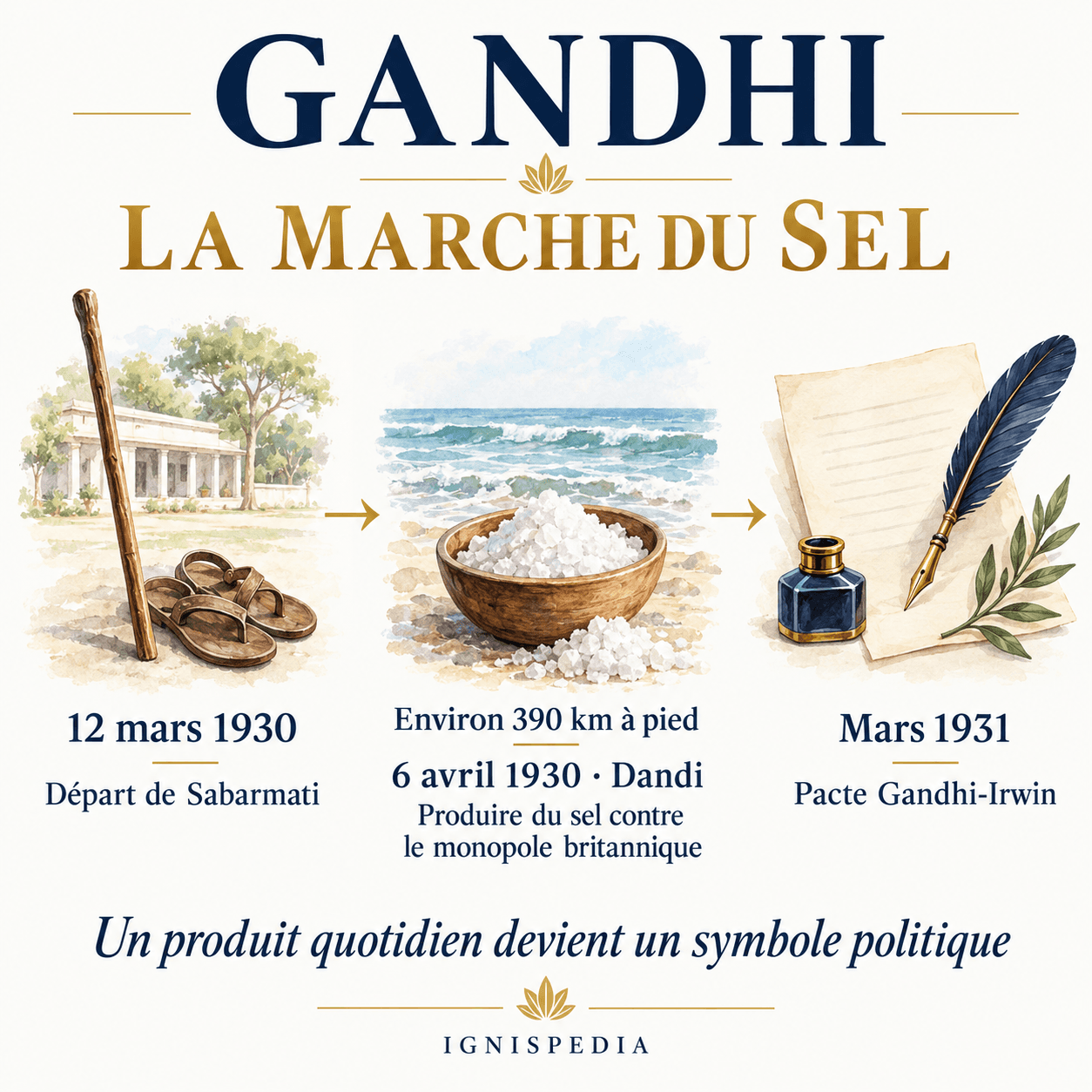 Cronologia della marcia del sale e del patto Gandhi-Irwin