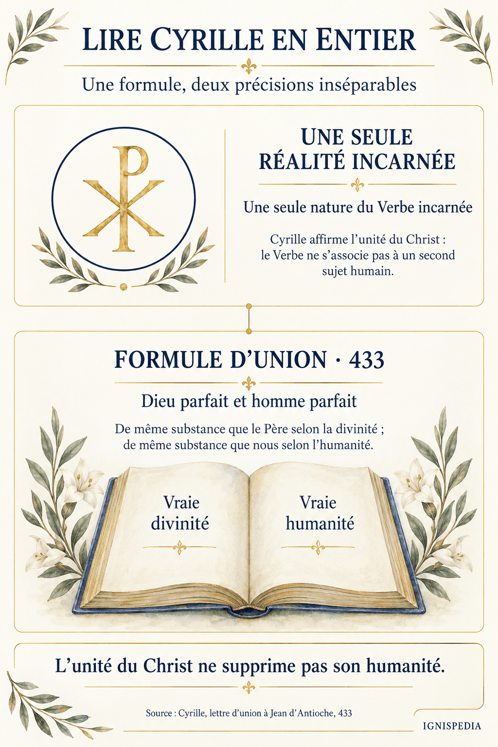 La formule cyrillienne et la lettre d’union de 433 : unité du Christ et pleine humanité