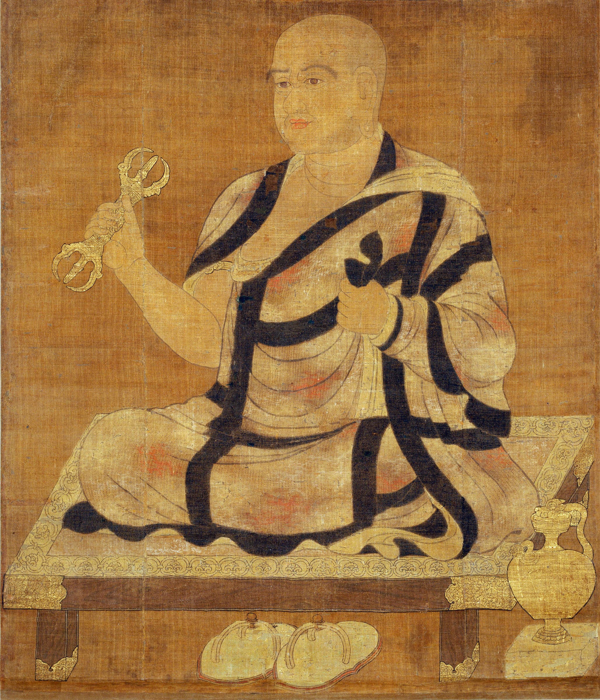Traditionelle Darstellung von Nagarjuna, indischer buddhistischer Philosoph und Begründer des Madhyamaka