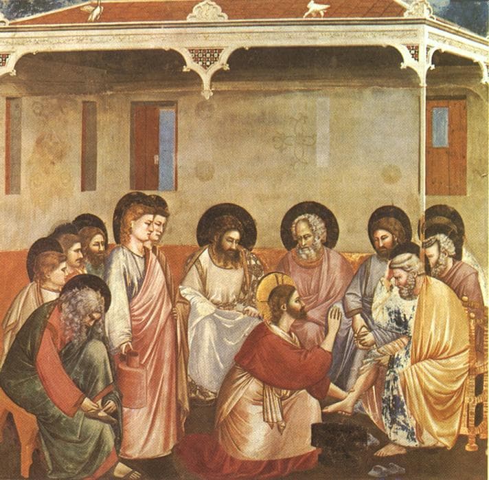 Christus wäscht seinen Jüngern die Füße, Fresko von Giotto in der Scrovegni-Kapelle