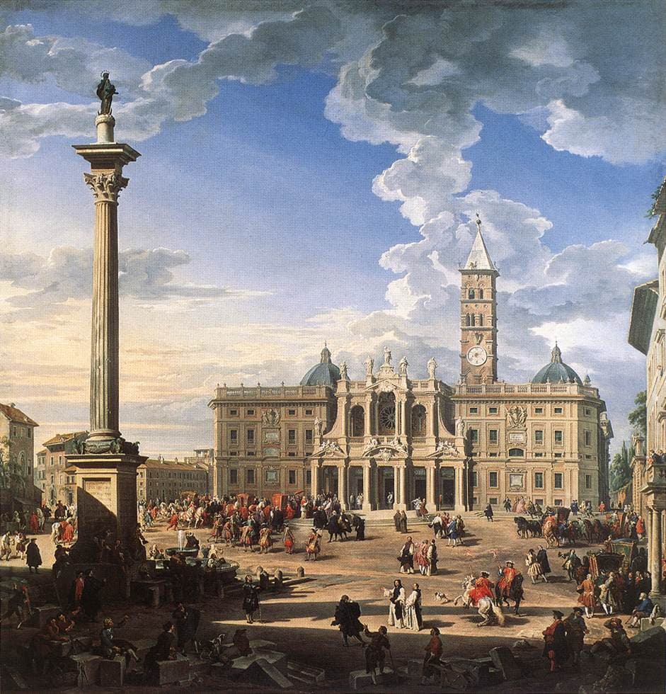 Platz und Kirche Santa Maria Maggiore in Rom, Gemälde von 1744