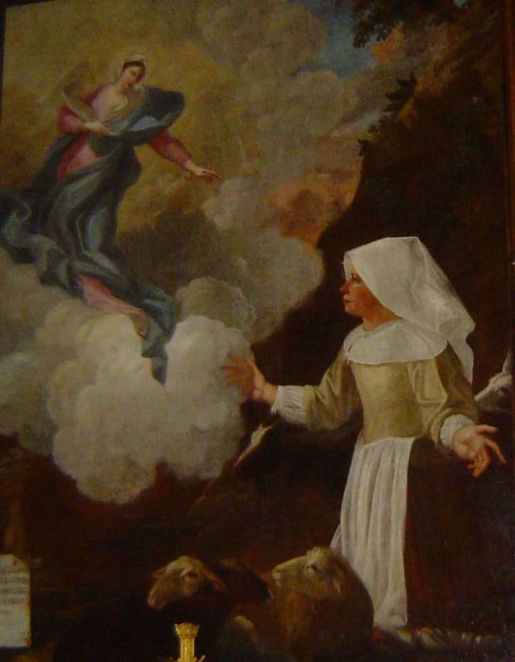 Benoîte Rencurel devant la Vierge, tableau conservé au sanctuaire