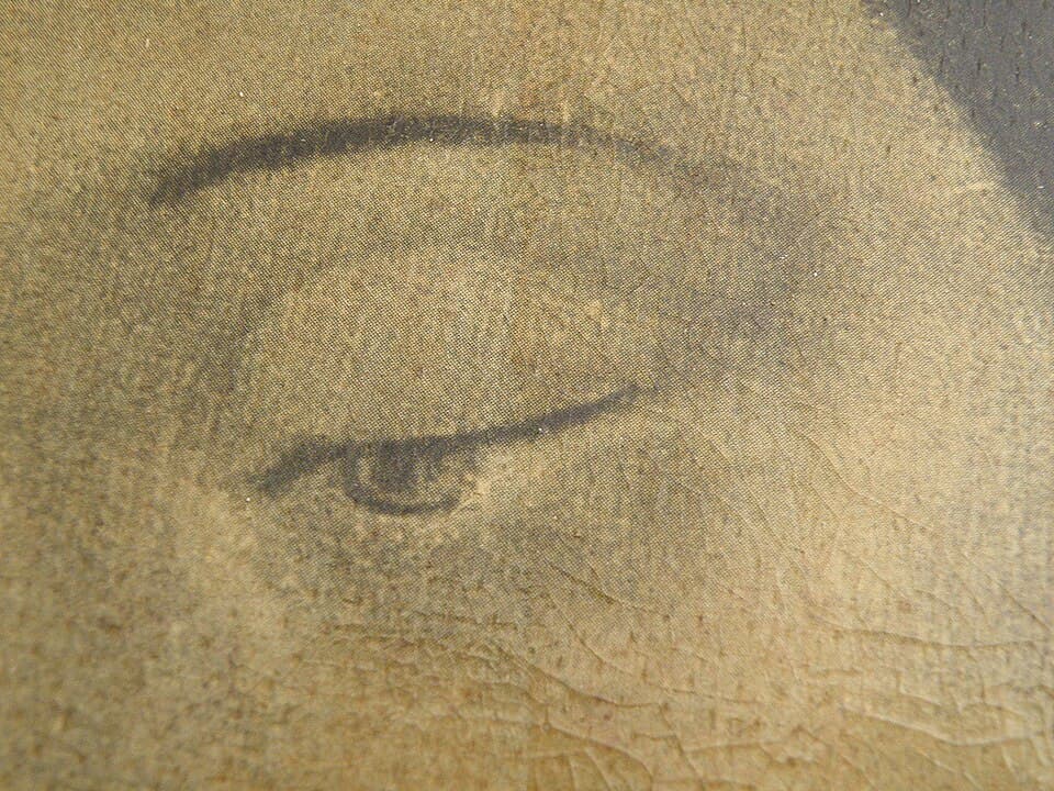 Detalle fotográfico del ojo derecho de la imagen de Nuestra Señora de Guadalupe