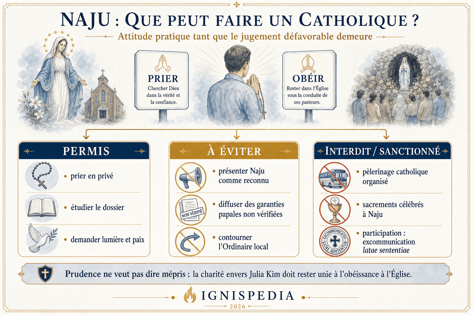 Infographie pratique sur ce qu'un catholique peut faire ou ne pas faire concernant Naju