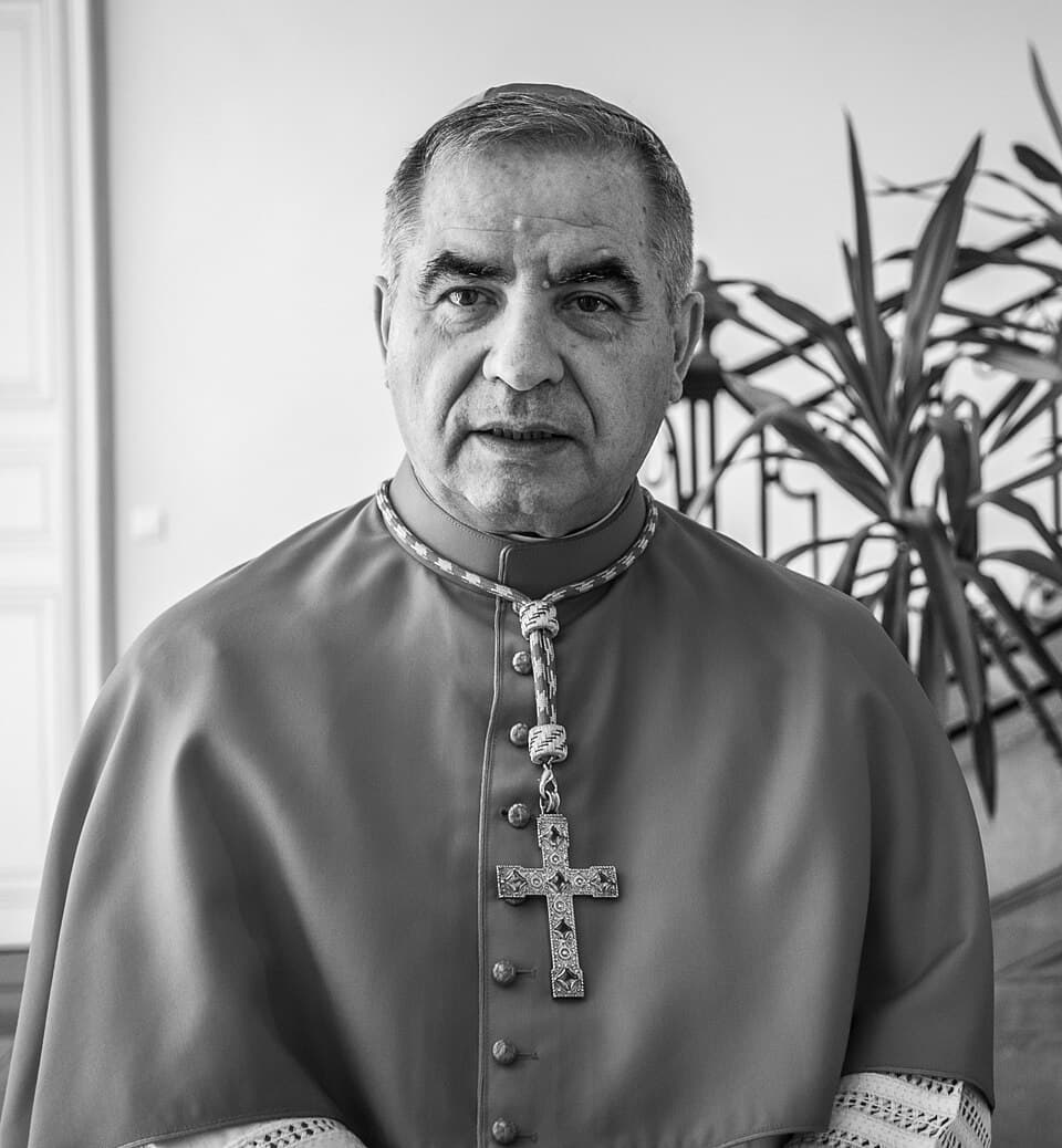 Portrait of Cardinal Angelo Becciu, convicted at first instance in the Vatican's 2023 financial trial