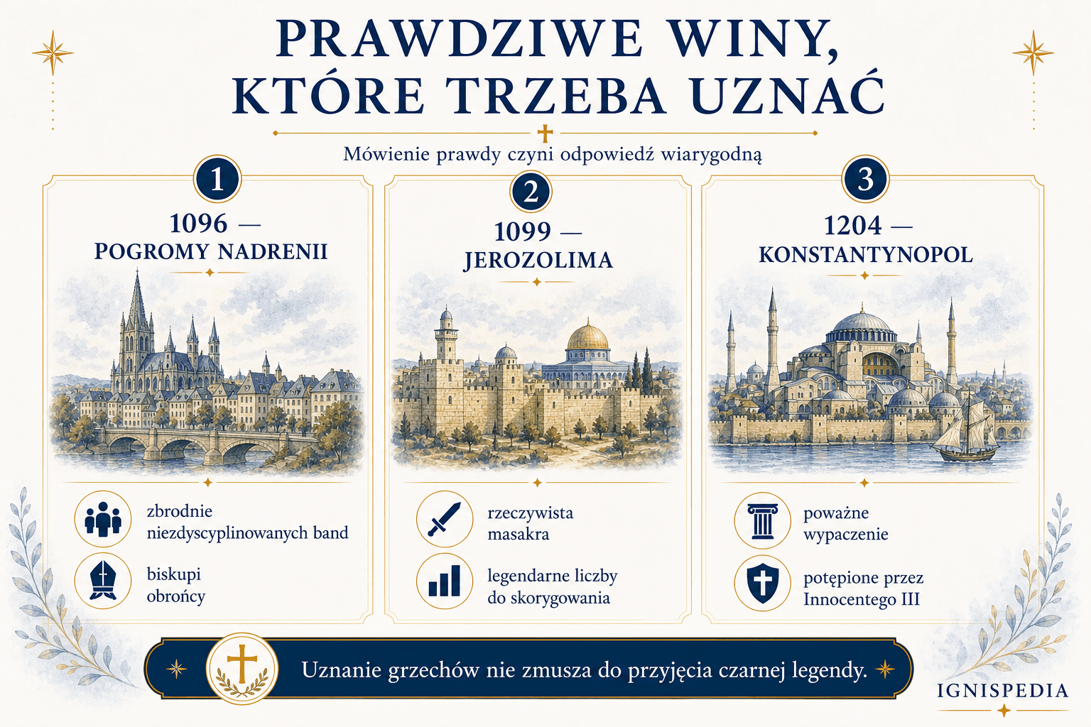 Infografika o prawdziwych winach, które trzeba uznać: pogromy Nadrenii, Jerozolima i Konstantynopol