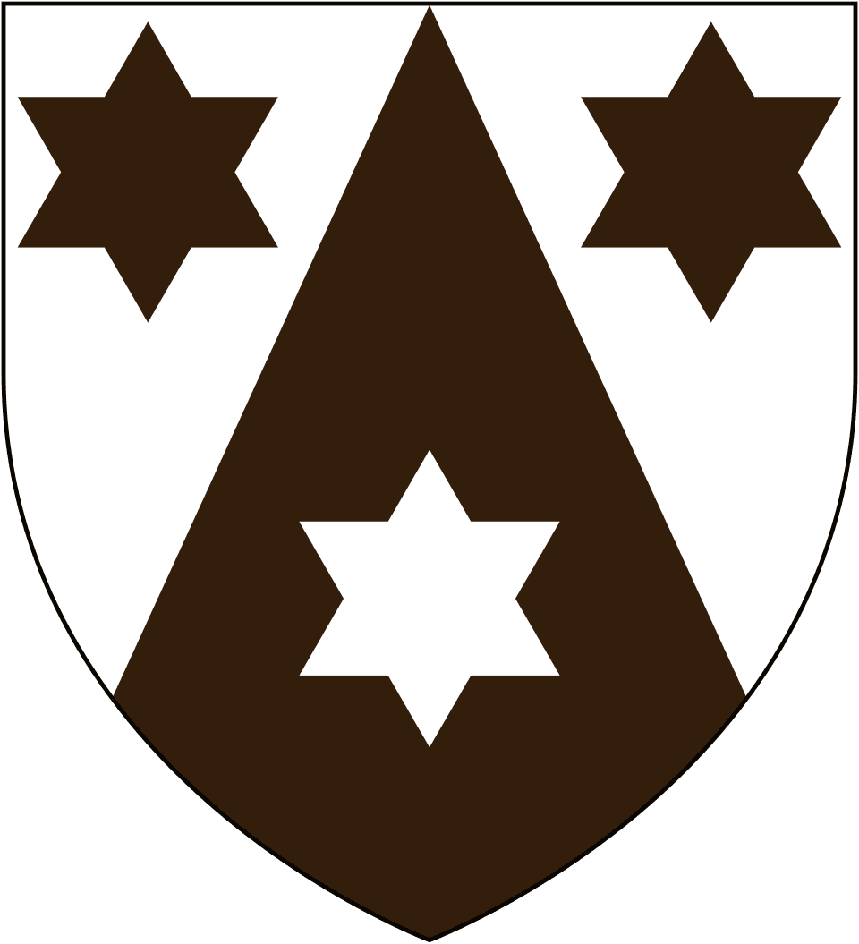 Simplified coat of arms of Carmel, with the mountain and three stars