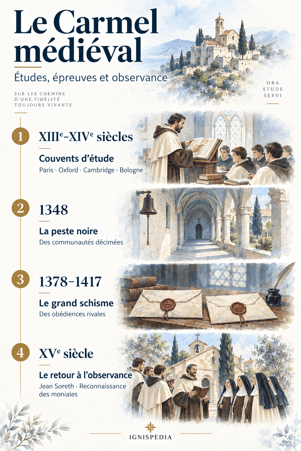 Four landmarks of the medieval history of Carmel: studies, plague, schism and observance