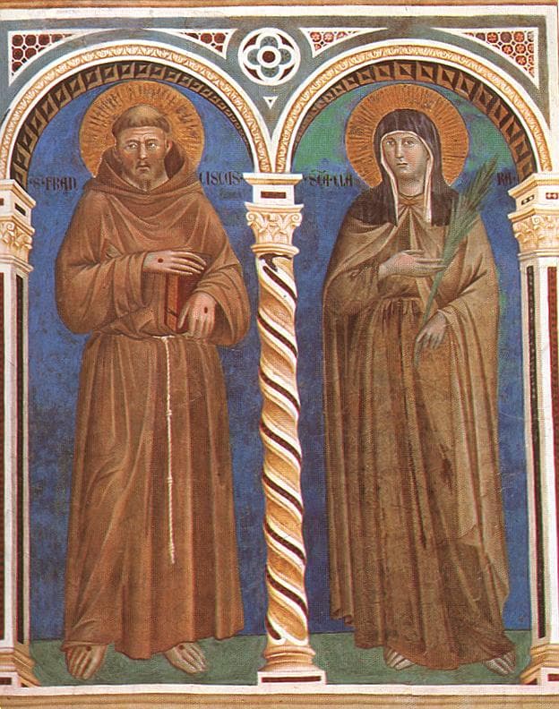 Giotto représentant saint François et sainte Claire, figures fondatrices de la famille franciscaine
