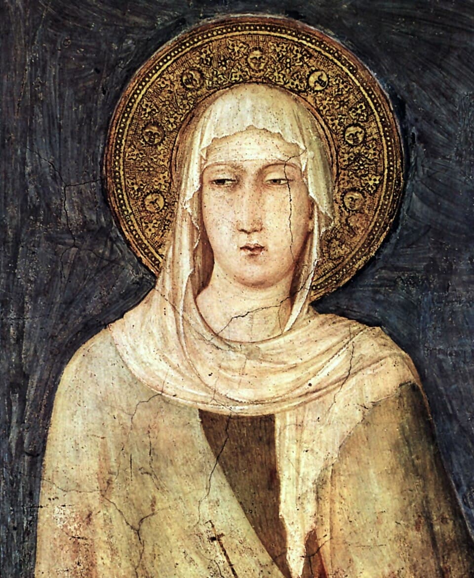 Die heilige Klara von Assisi, Detail eines Freskos von Simone Martini in der Unterkirche von Assisi