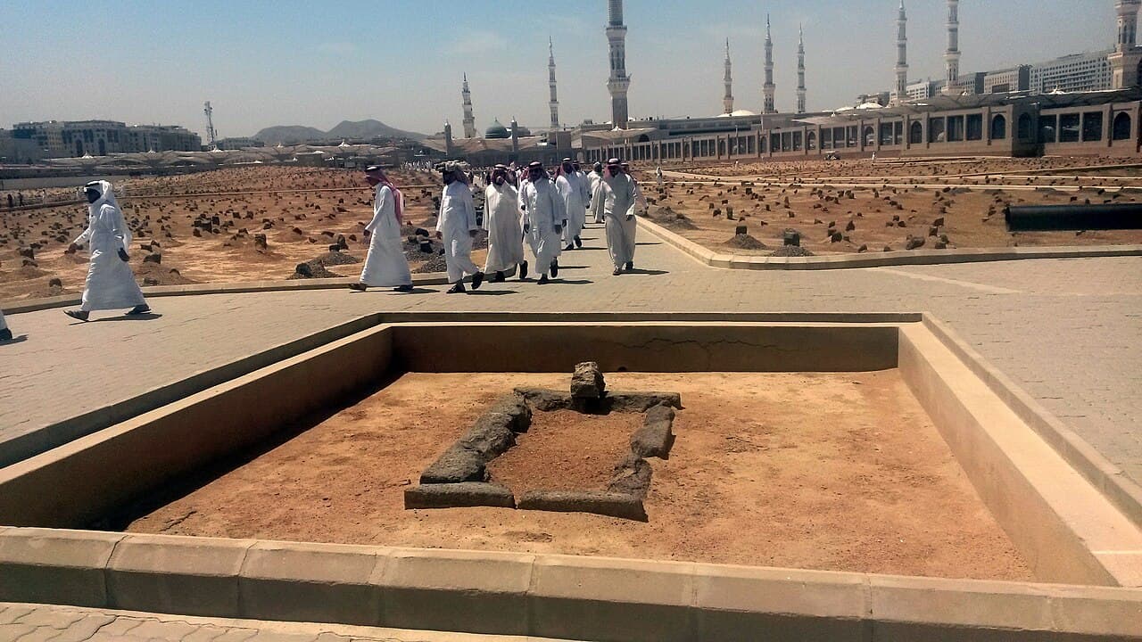 View of the sector of al-Baqi' traditionally associated with Uthman ibn Affan's burial in Medina