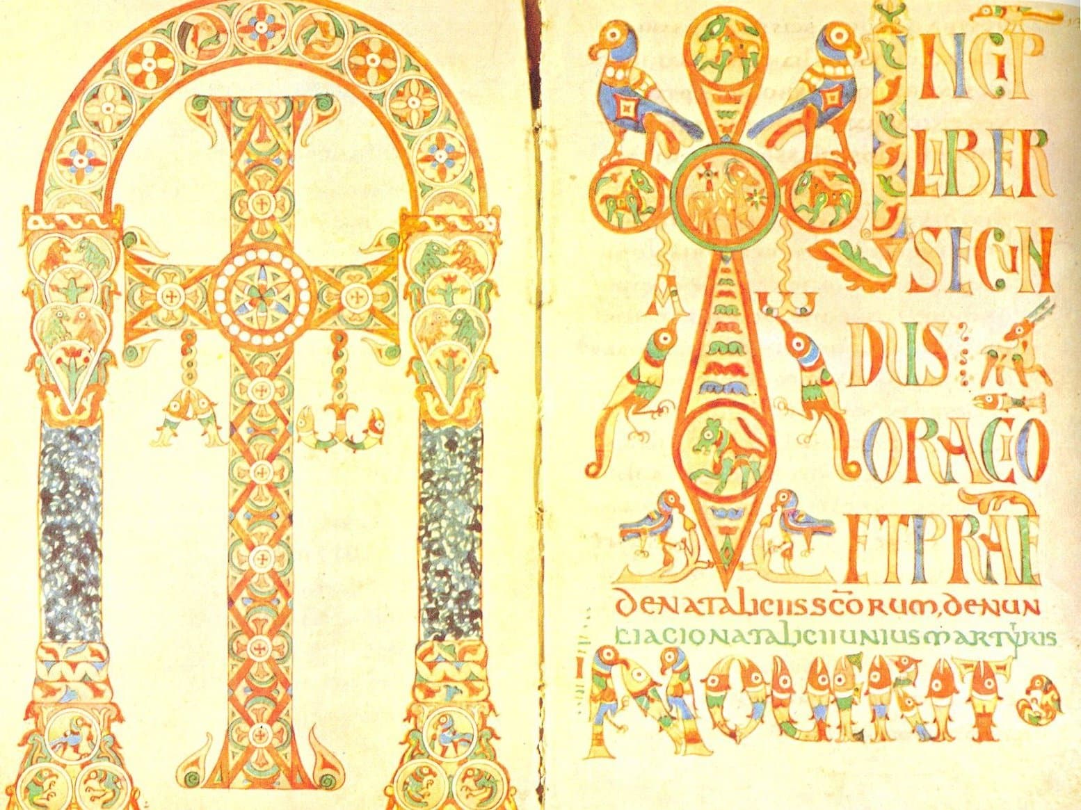 Página iluminada de un antiguo sacramentario latino.