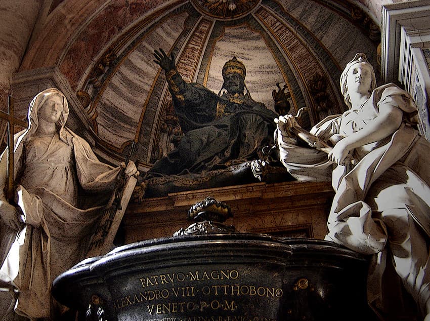 Monumental tomb of Pope Alexander VIII in Saint Peter's Basilica in Rome