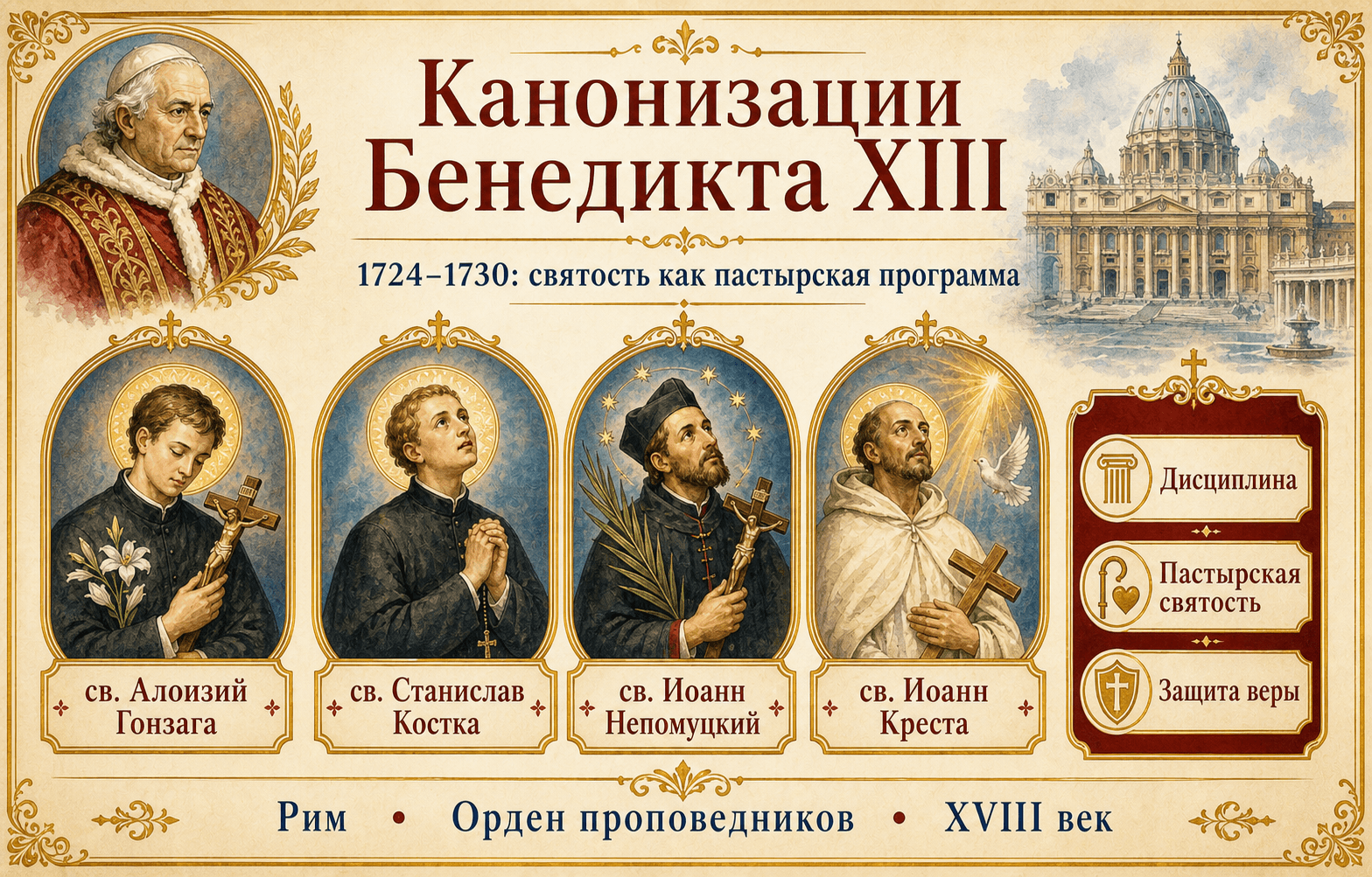Хронологическая инфографика великих канонизаций понтификата Бенедикта XIII