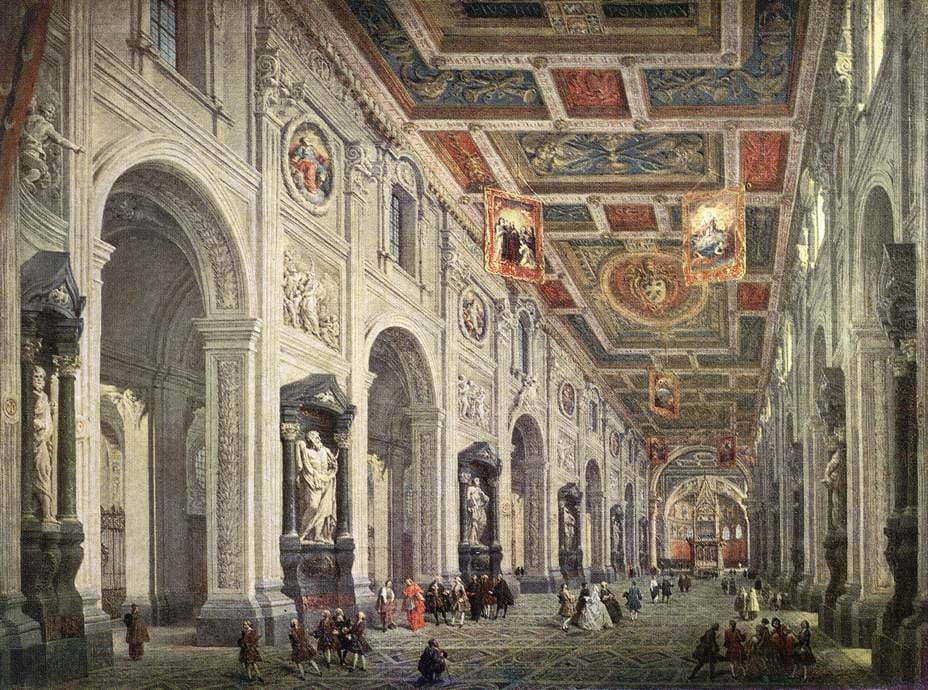 Das Langhaus von San Giovanni in Laterano in Rom, Gemälde des 18. Jahrhunderts