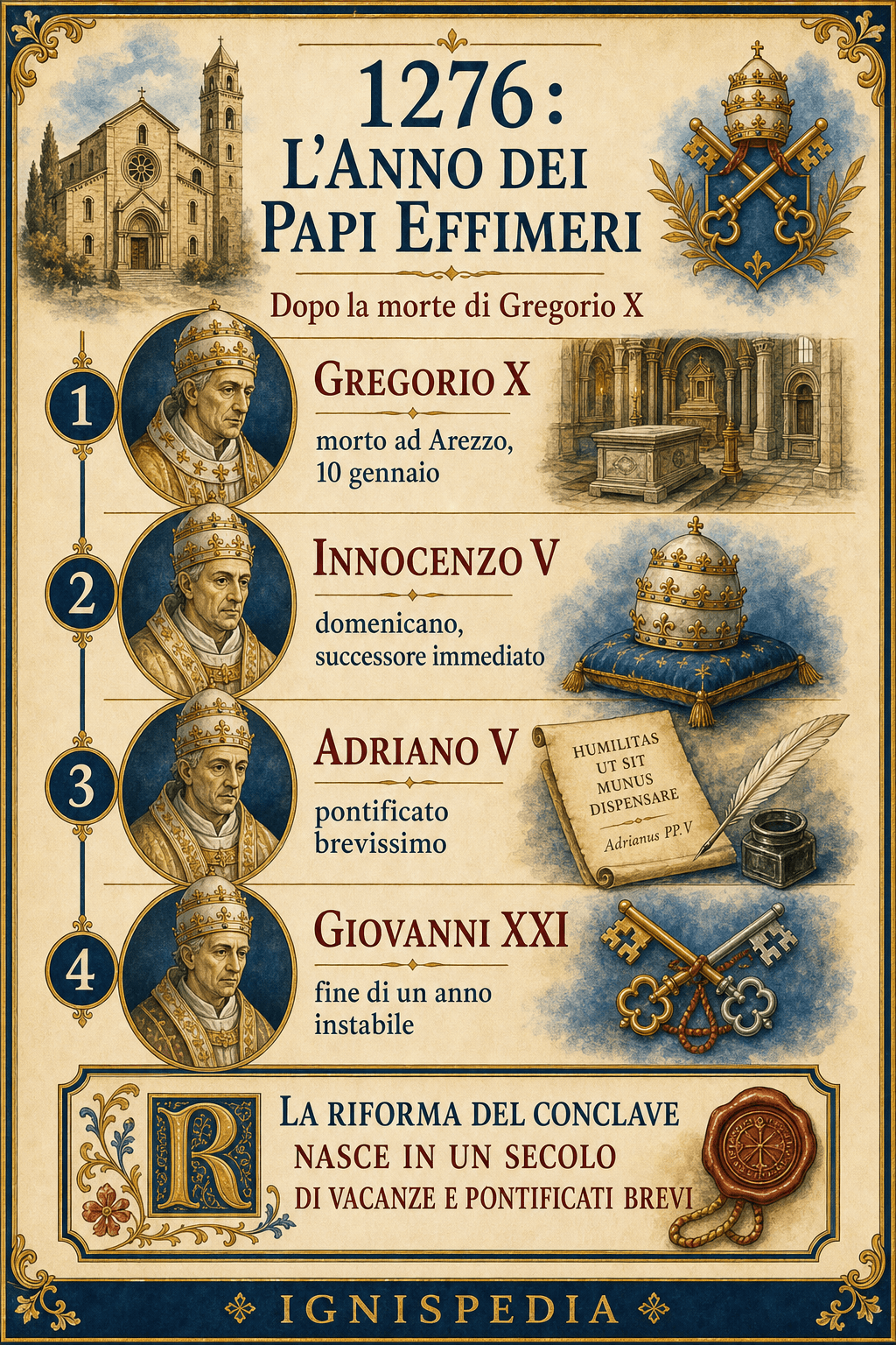 Infografica sull’anno 1276, l’anno dei papi effimeri dopo la morte di Gregorio X