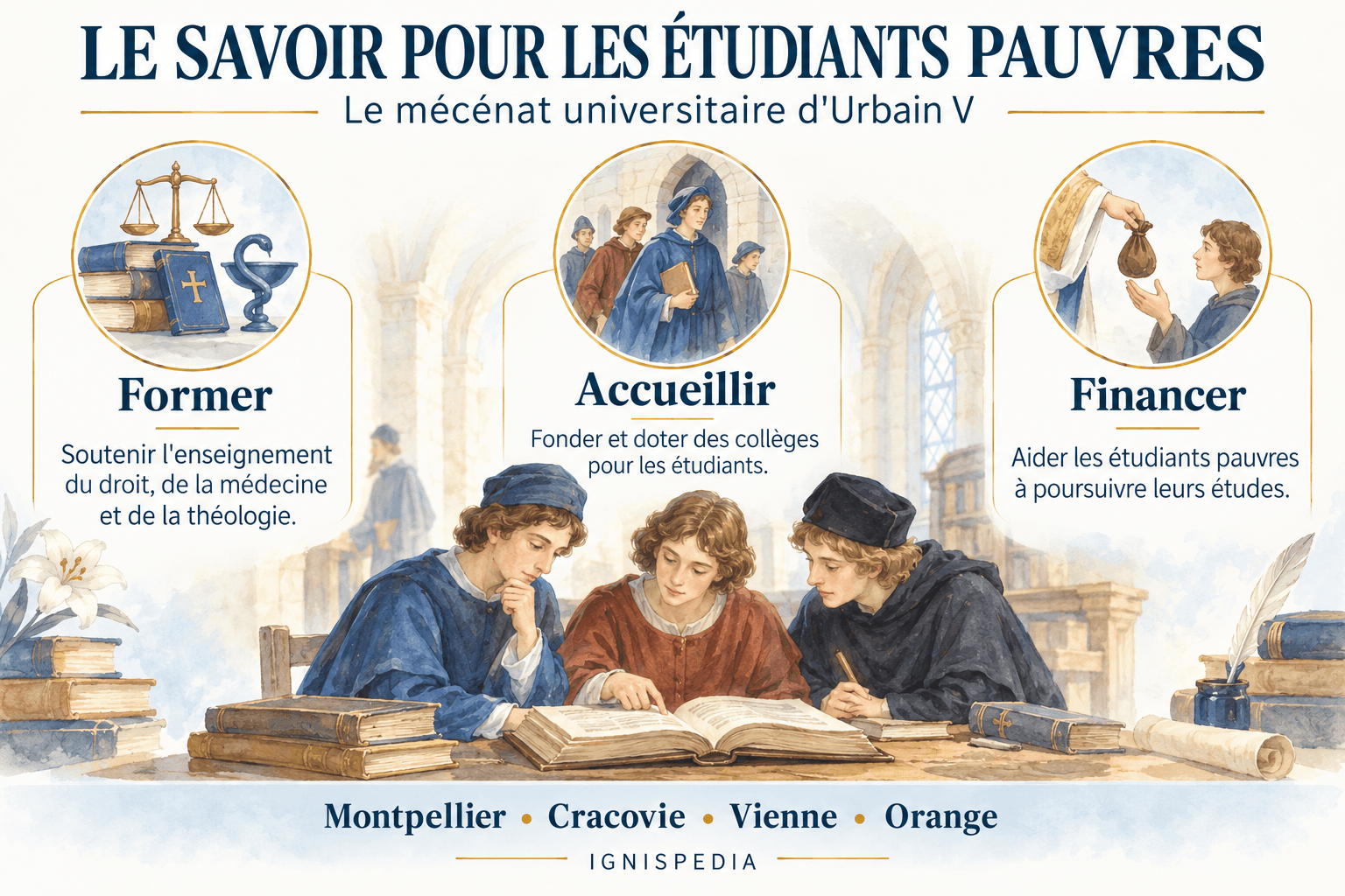 Le soutien d'Urbain V aux étudiants pauvres : enseignement, collèges et aide financière.