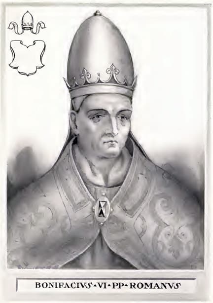 Ritratto inciso di Bonifacio VI nella Storia dei sovrani pontefici romani di Artaud de Montor